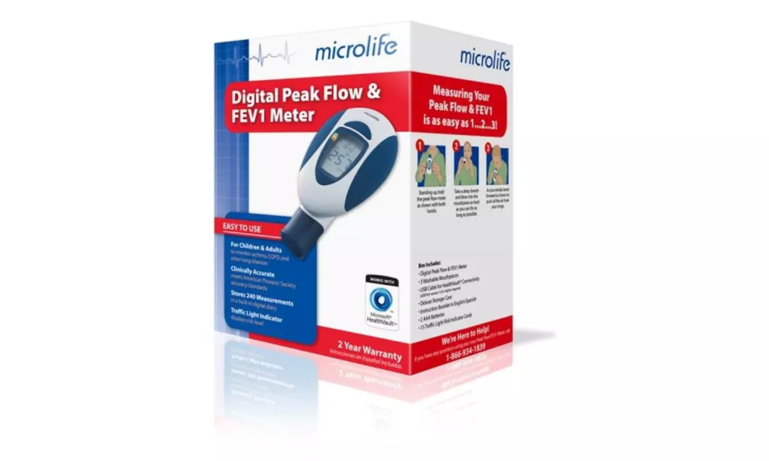 Microlife PF100 Peak Flow Meter for Spirometry with FEV1 - Primary Image