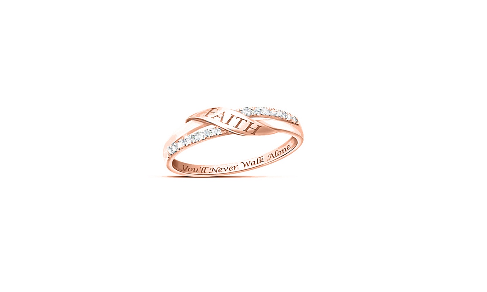 Engraved Faith You'll Never Walk Alone Ring Band