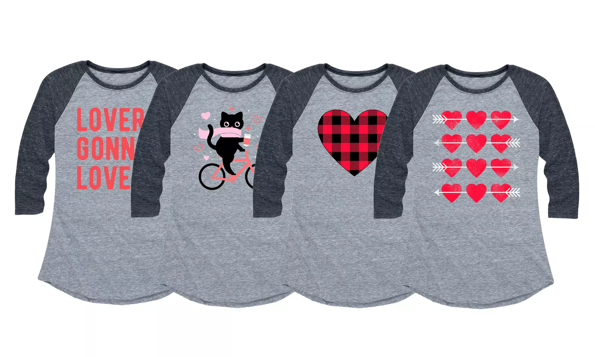 Instant Message: Bold Hearts Ladies Raglan T-Shirt - Primary Image