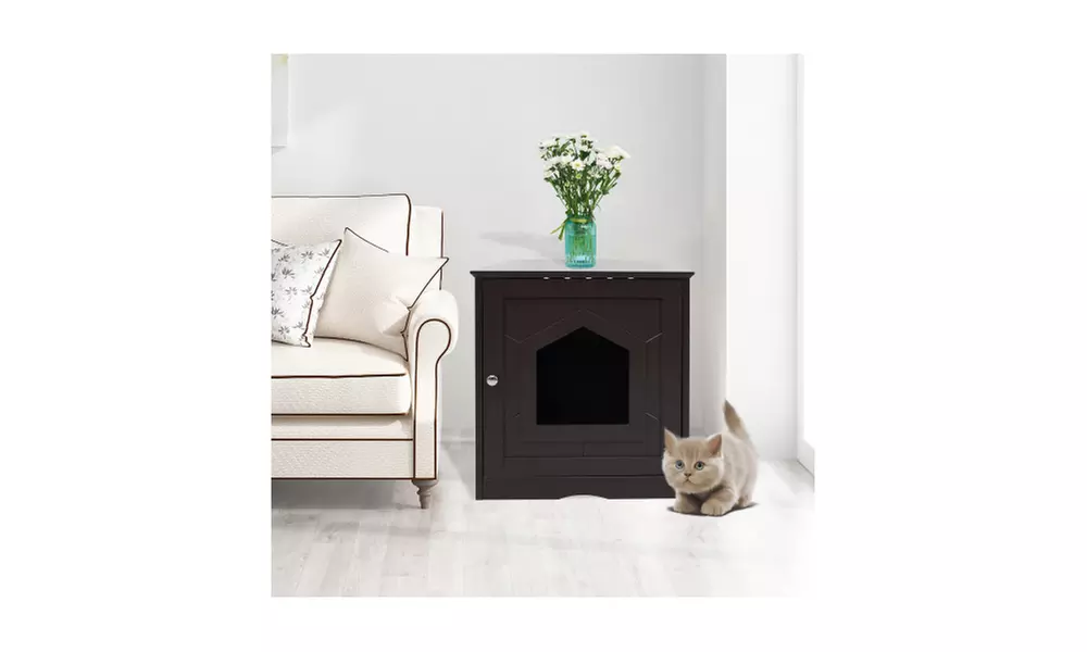 Wooden Cat Litter Box Enclosure, Indoor Pet Crate, Cat Home - Primary Image