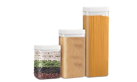 3PCS BPA Free Plastic Food Storage Containers With Lids Airtight White