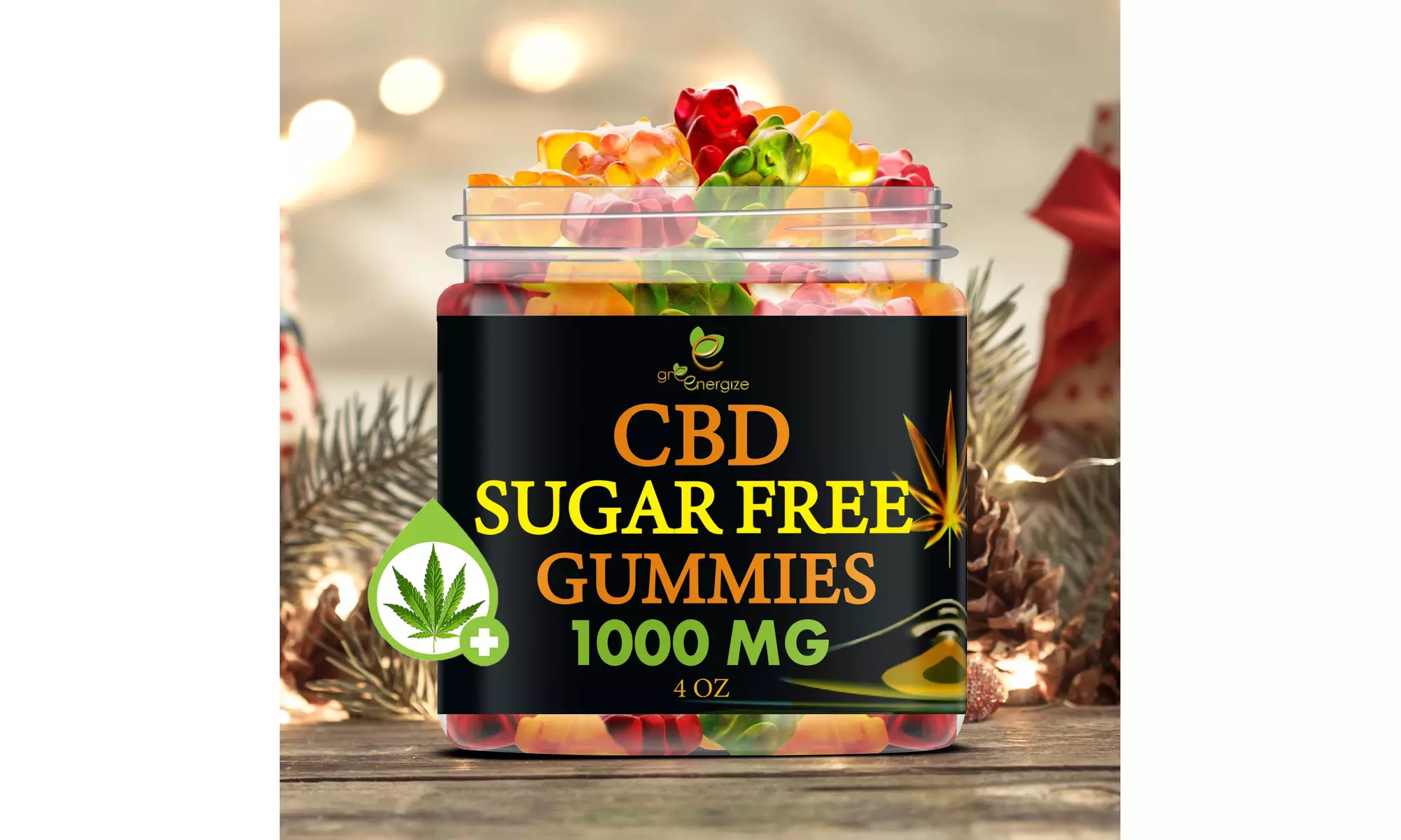 CBD Gummies SUGAR FREE 1000 mg Fruit Flavor from Greenergize - Primary Image