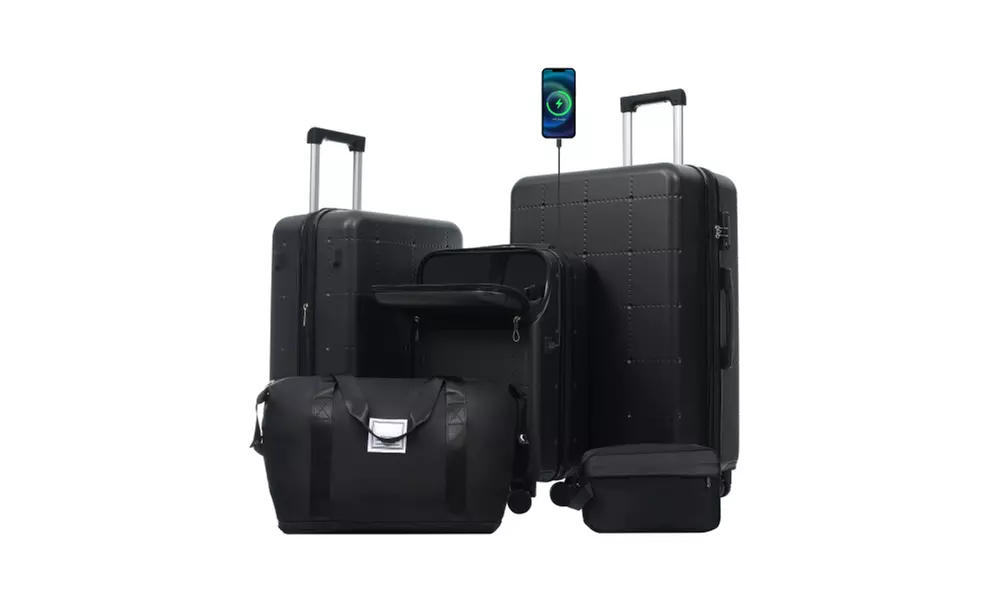 Four-Piece 20-Inch ABS Suitcase Luggage Set with USB Port