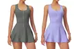 Women Tennis Athletic Zip Tank Dress with Shorts and Padded Bra - Second Medium