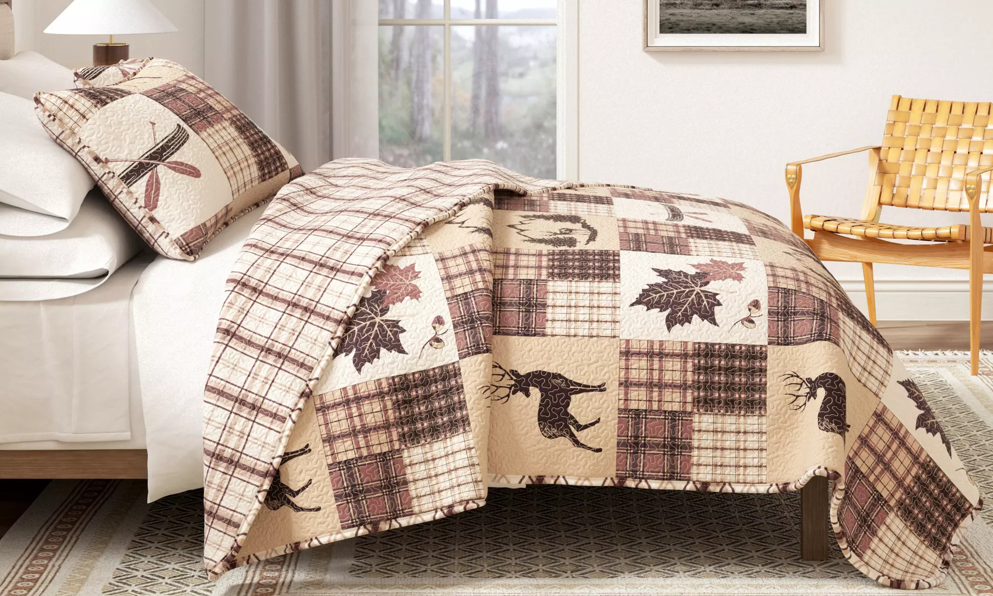 Reversible Scenic Nature Printed Quilt Set (2- or 3-Piece)