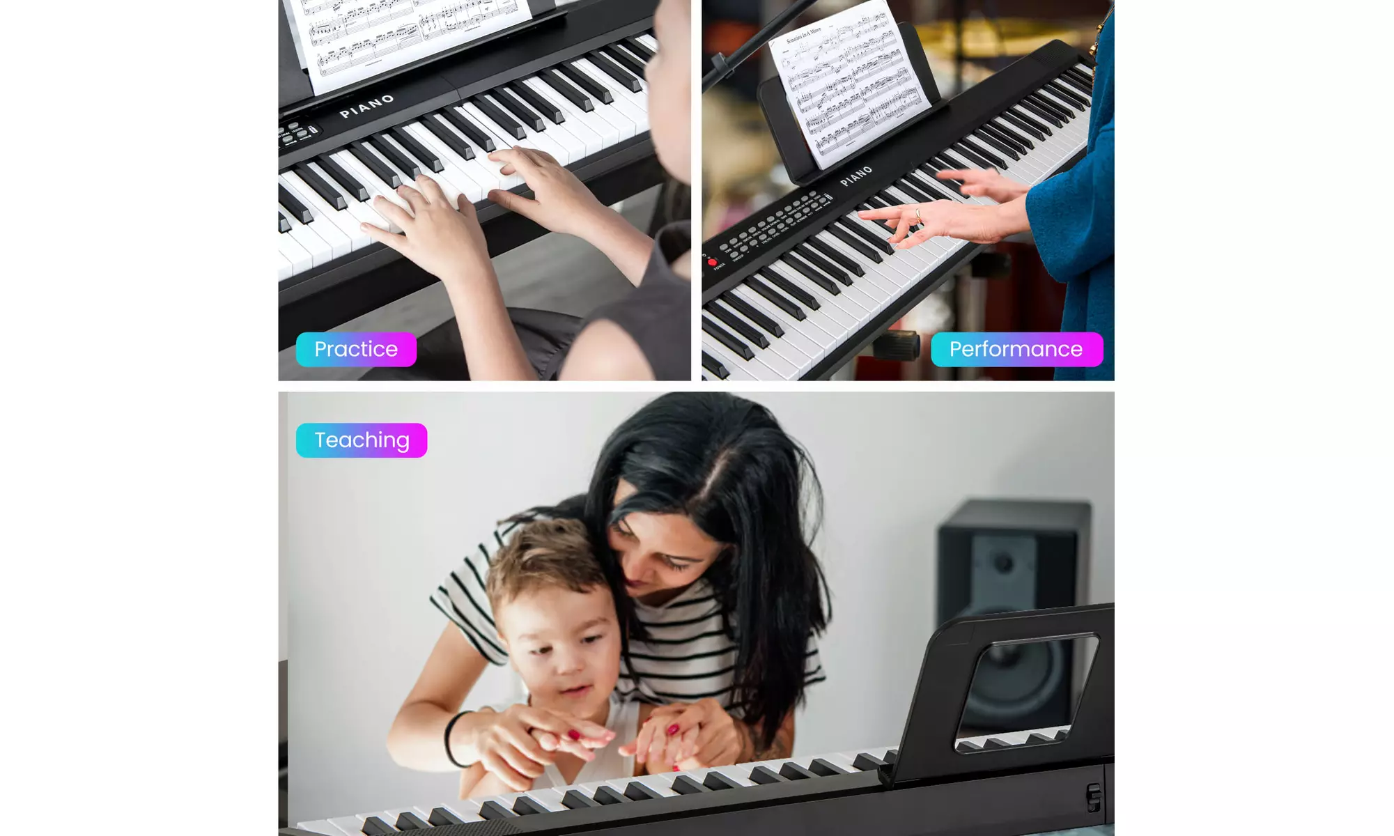 Costway 88 Key Folding Piano Keyboard with Wireless MIDI Dual Speakers