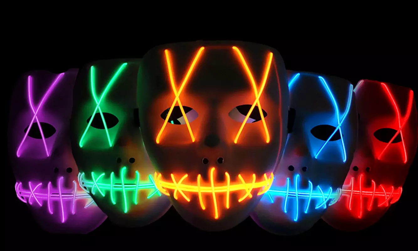 Halloween LED Glow Mask EL Wire Light Up The Purge Movie Costume Party - Primary Image