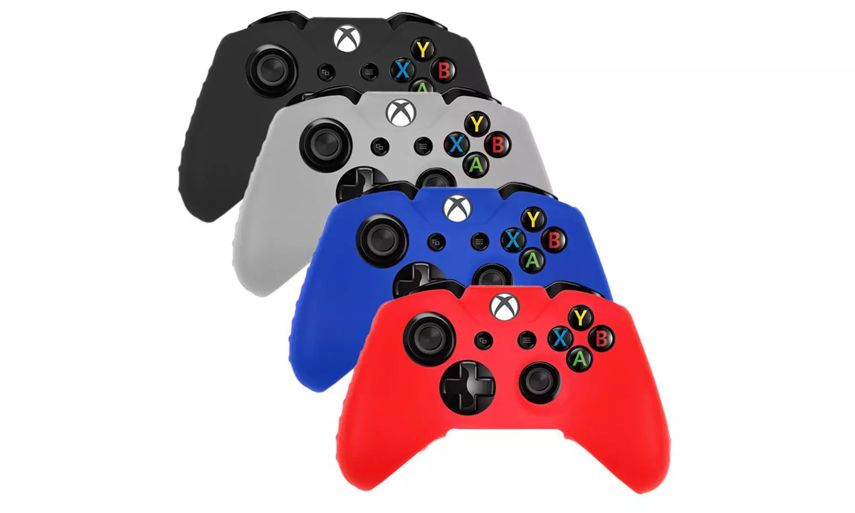 4 X Silicone Rubber Grip Controller Case Cover For Xbox One Black/Red/Blue/Clear - Primary Image