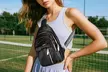 Women Leather Sling Bag Anti-theft Cross Body Bag Travel Sling Purse Chest Bags - Second Medium
