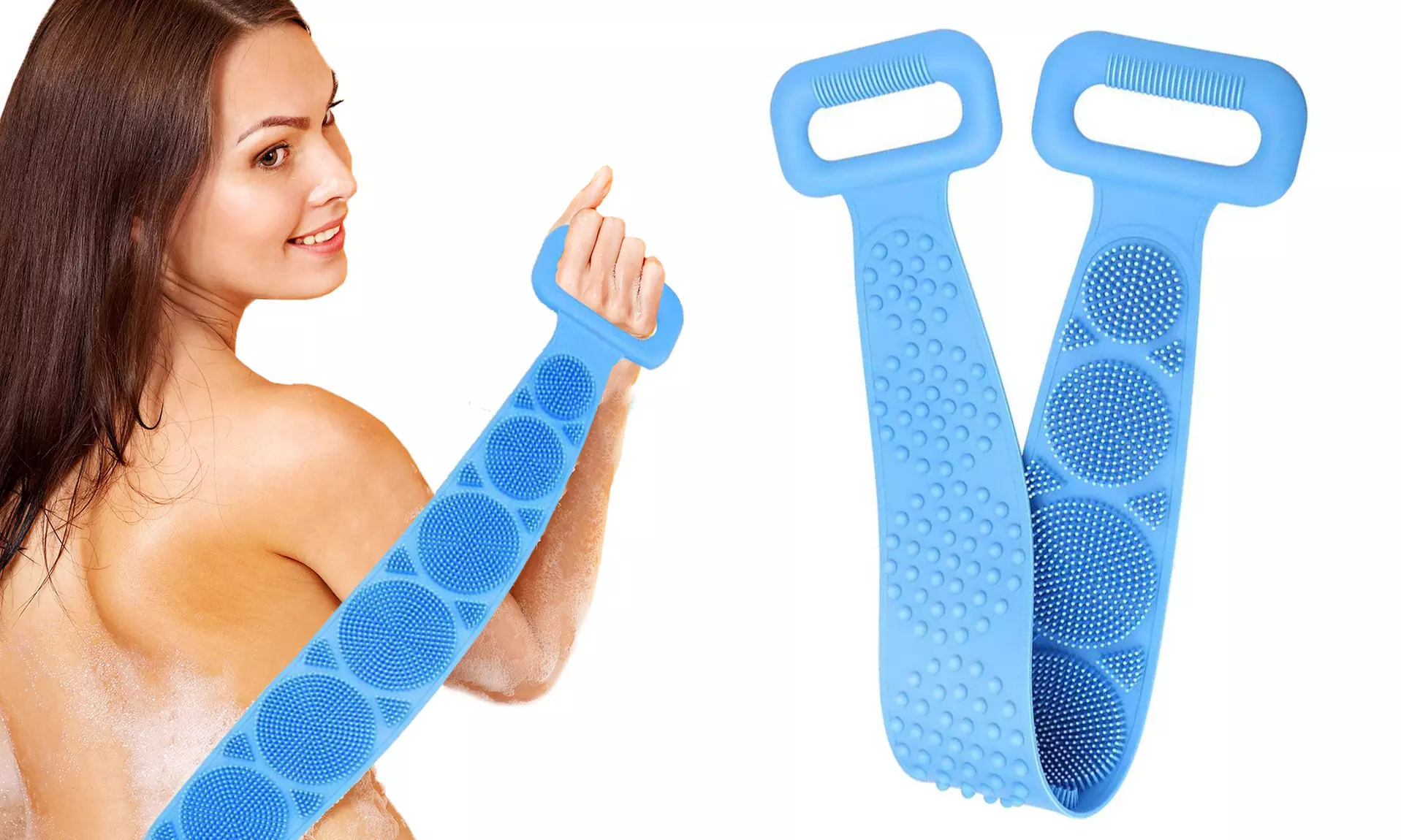 Silicone Double Sided Long Shower Back Massager and Scrubber