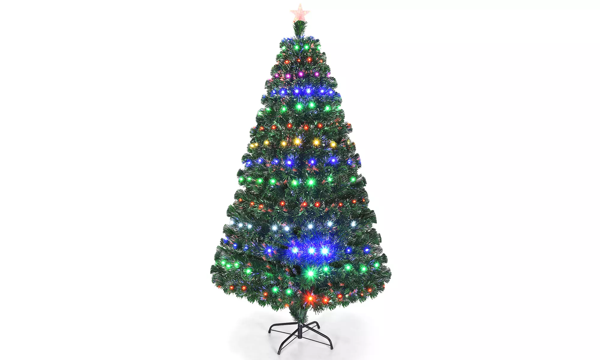 Costway 7' Pre-Lit Fiber Optic Artificial Christmas Tree w/Multicolor LED Lights - Primary Image