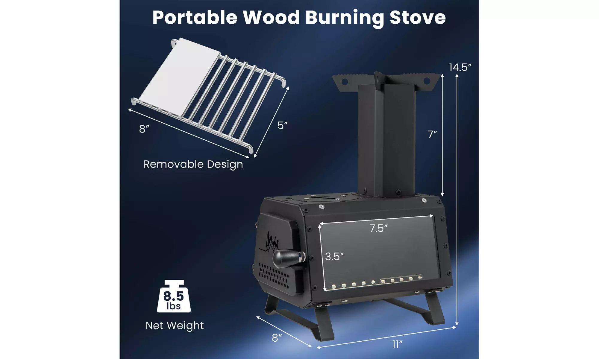 Costway Portable Wood Burning Stove Wood Camping Stove Heater