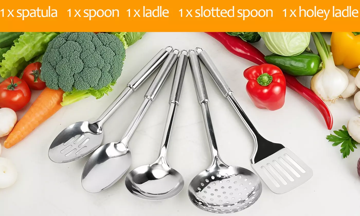 Set of 5 Stainless Steel Heat Resistant Kitchen Gadgets Utensil Set