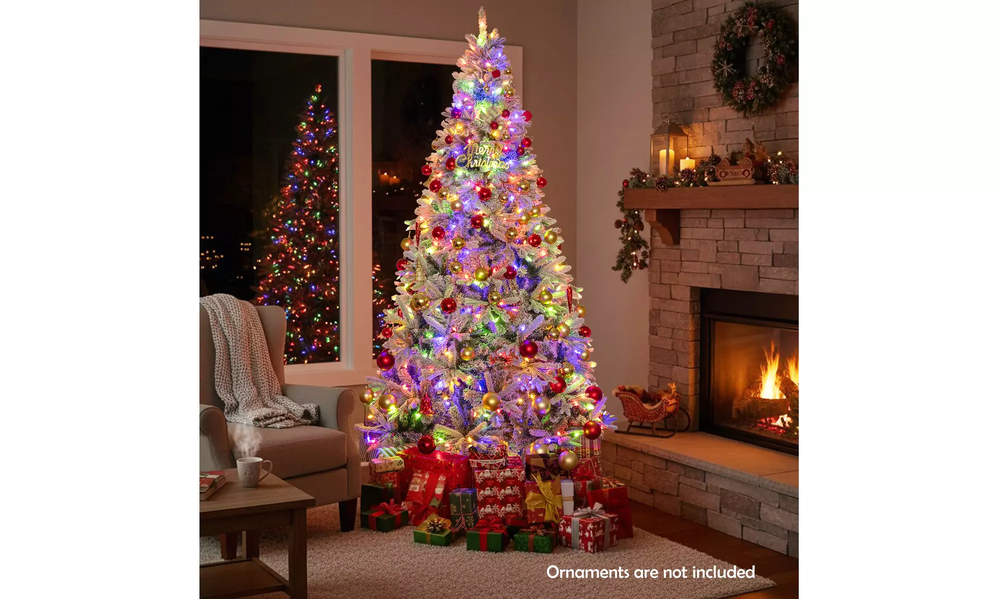 Costway Pre-Lit Artificial Christmas Tree with Branch Tips | Warm White LED Lights | Easy Setup & Home Decor