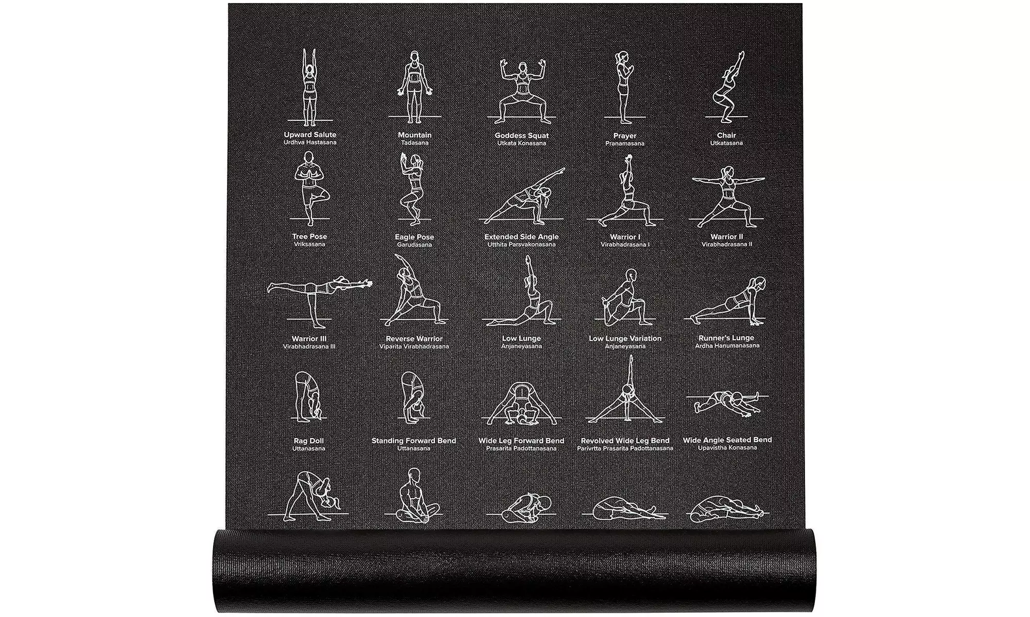 NewMe Fitness Instructional Yoga Mat Printed , 24inch Wide x 68inch Long - Primary Image
