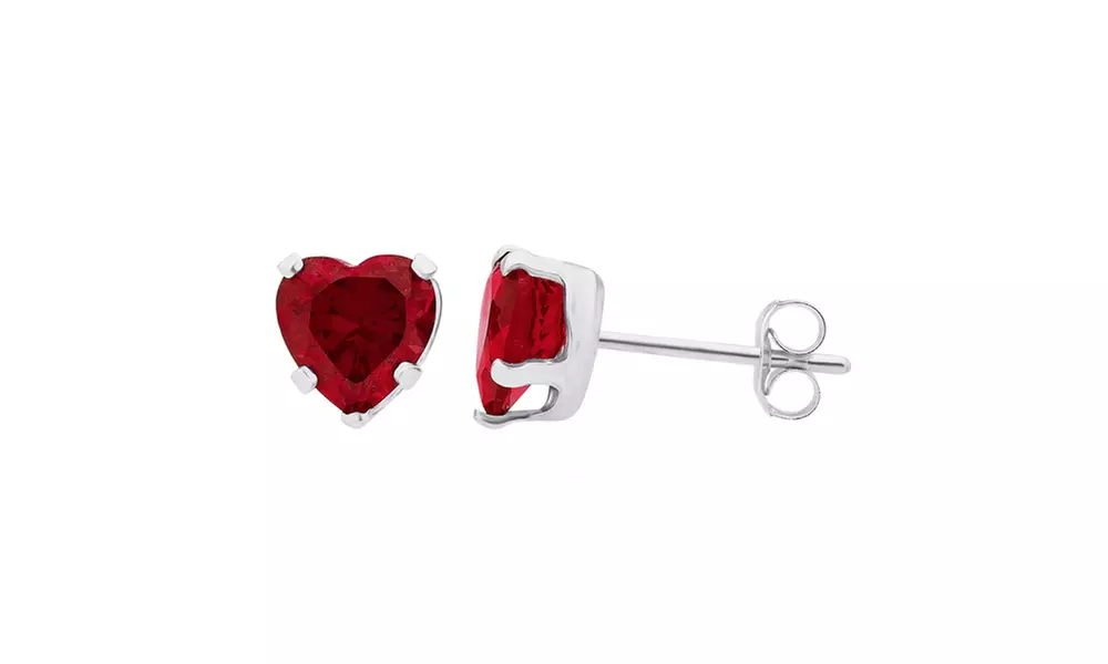Heart Shape CZ Stud Earring in Sterling Silver - Primary Image