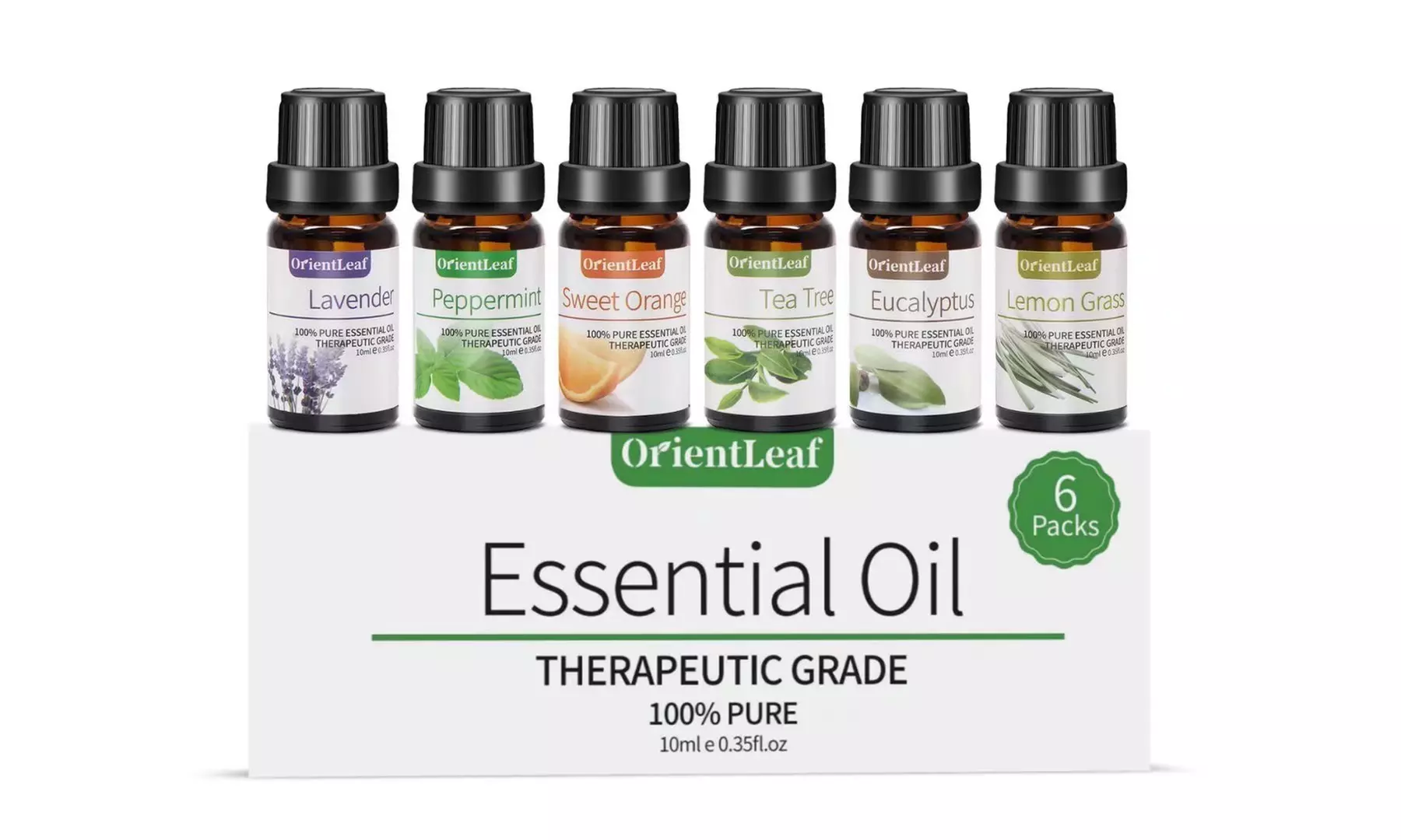 OrientLeaf 100% Pure Essential Aromatherapy Oils Gift Set (6 x 0.35 oz) - Primary Image