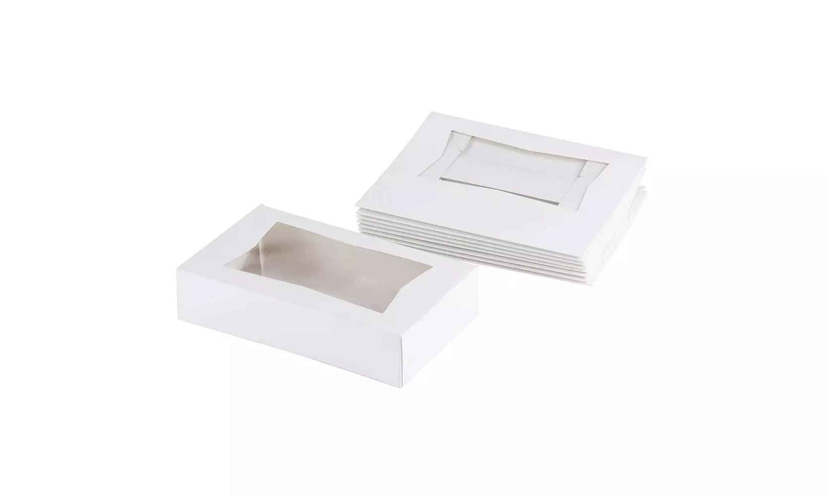10 White Paperboard Pop-Up Window Box, Pastry  Cake Bakery Boxes, 8"x5.5"x2" - Primary Image