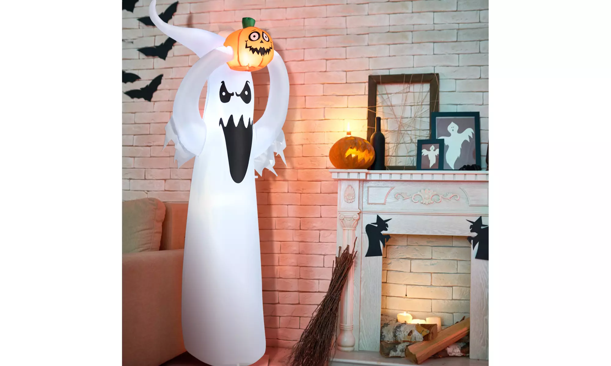 Costway 6' Halloween Inflatable Air Ghost Pumpkin LED Lights for Yard Decration