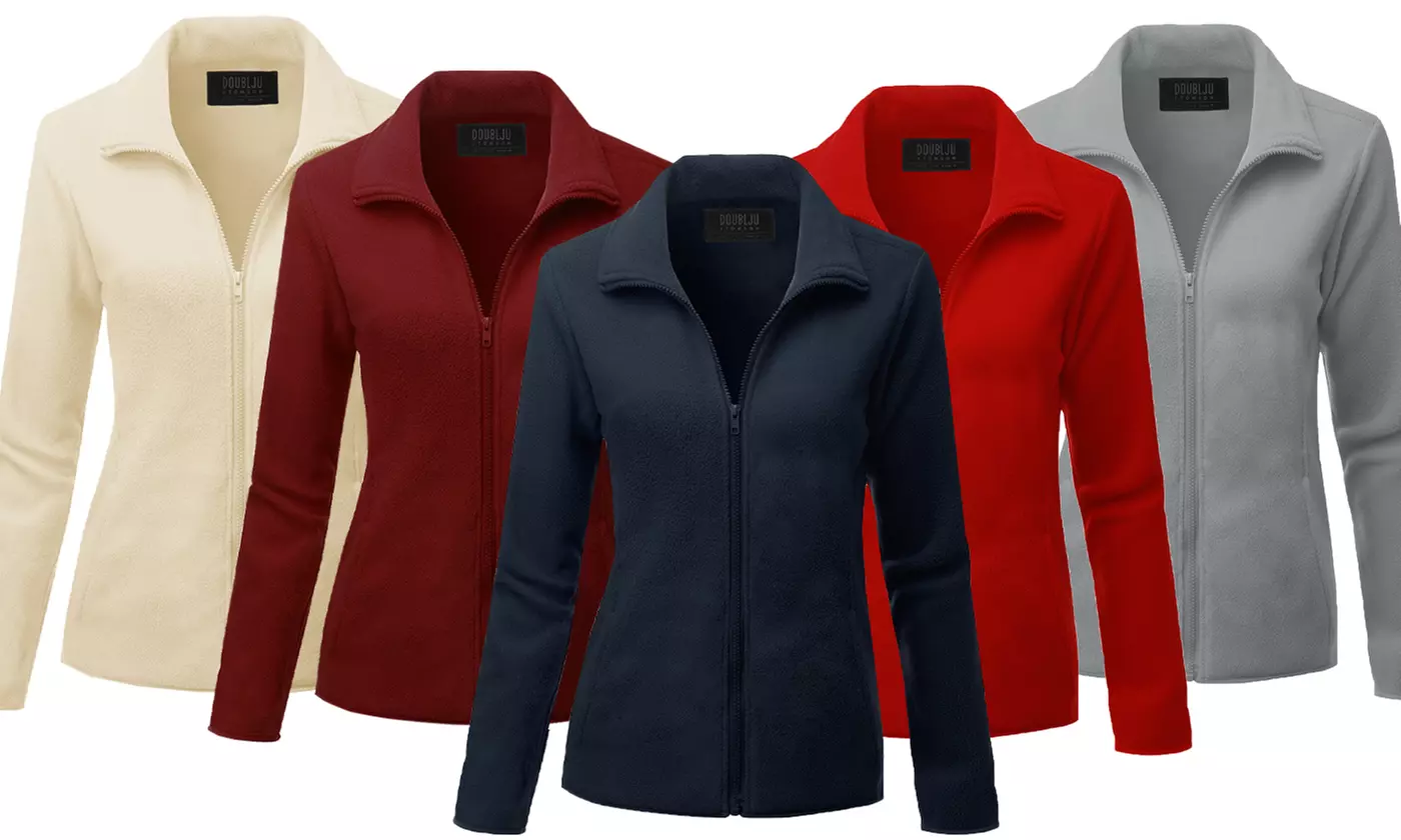 Doublju Women's Full Zip Up Fleece Jacket With Pockets (Plus Size Available) - Primary Image