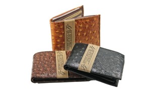 Leather Bi-fold Ostrich Embossed Men's Wallet