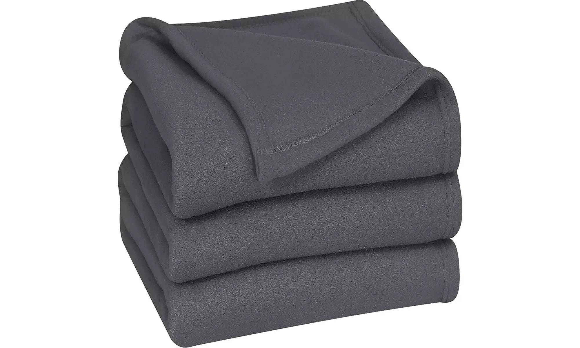 Fleece Blanket Queen Size Grey Lightweight Soft Warm - Primary Image