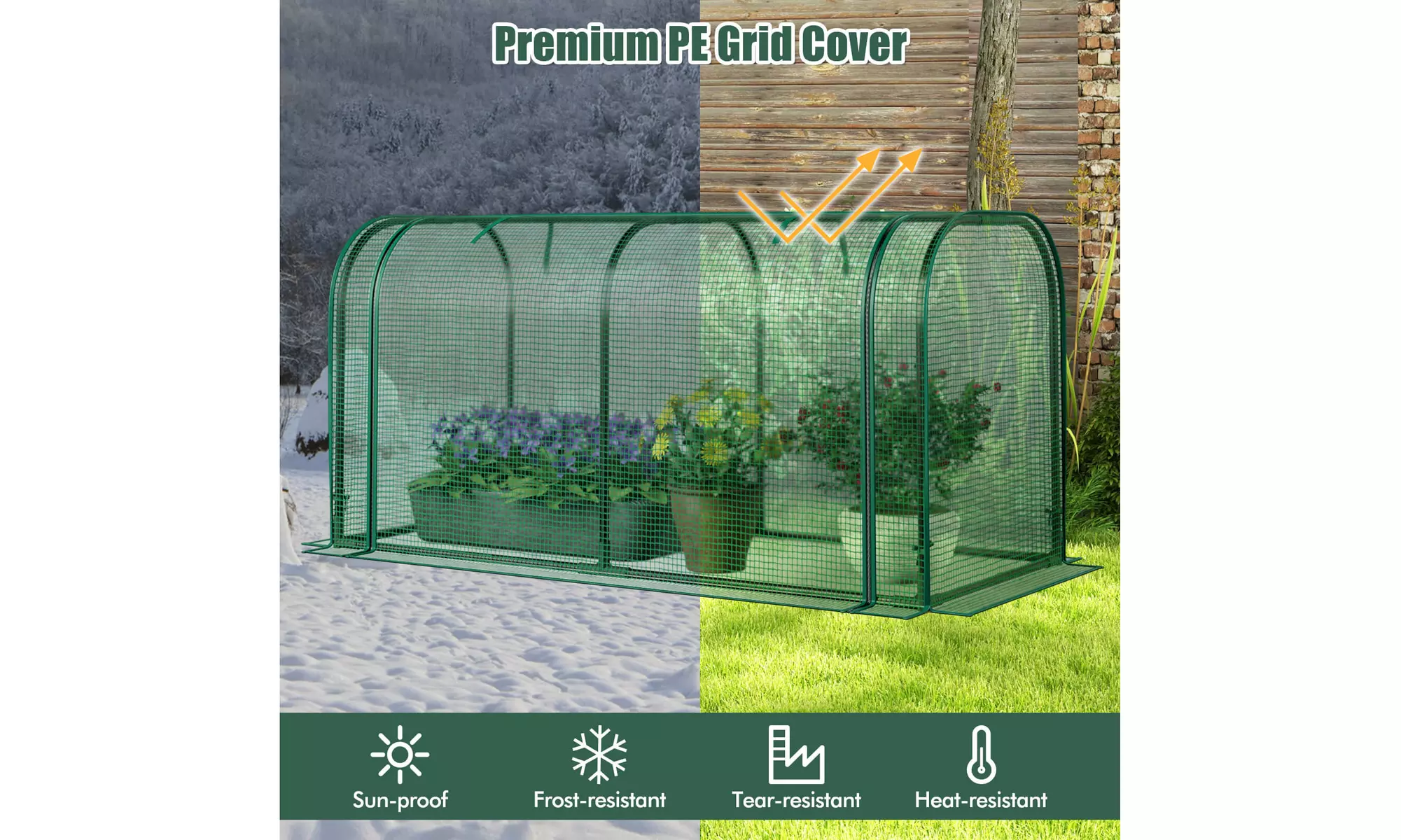 Costway Portable 47 Inch Mini Greenhouse Outdoor Indoor Tunnel Greenhouse