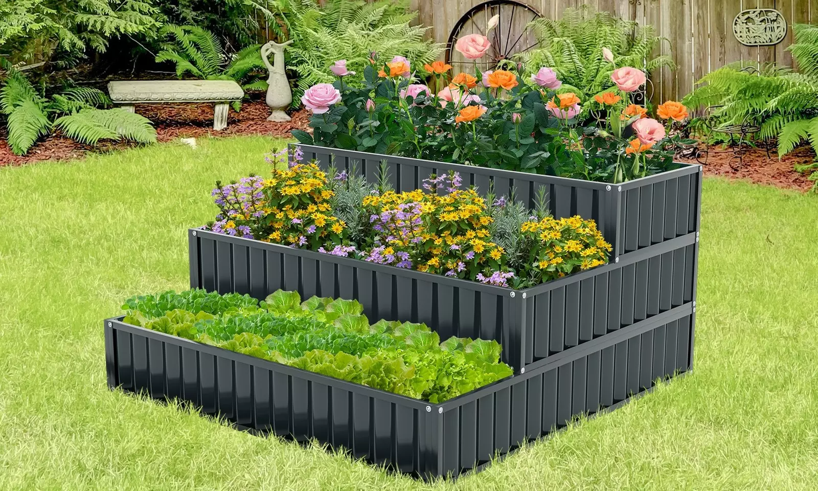 One or Two Costway Three-Tier Raised Garden Beds