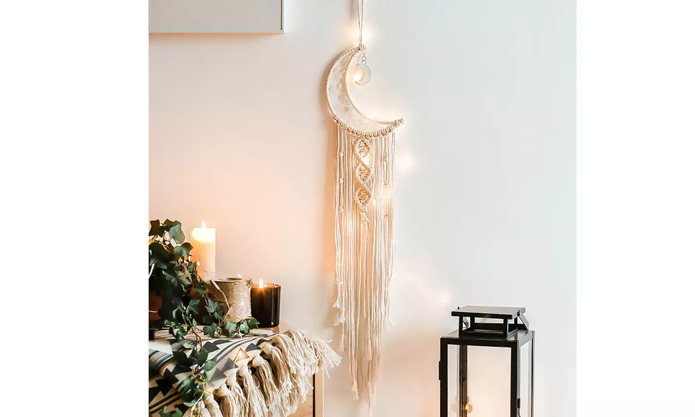 Macrame Star Moon Dream Catcher Boho Wall Hanging Ornament