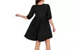 Bow-Front Maternity Dress Puff Sleeves Flowy A-Line Skirt Baby Shower Dress - Second Medium