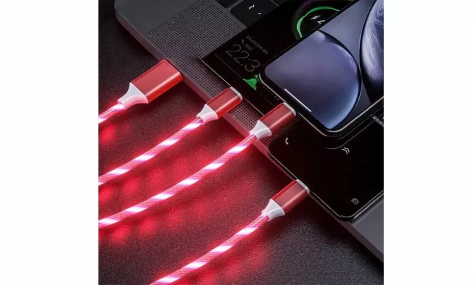 3-in-1 Flowing Luminous LED Fast Charging Cable  (3.3ft)