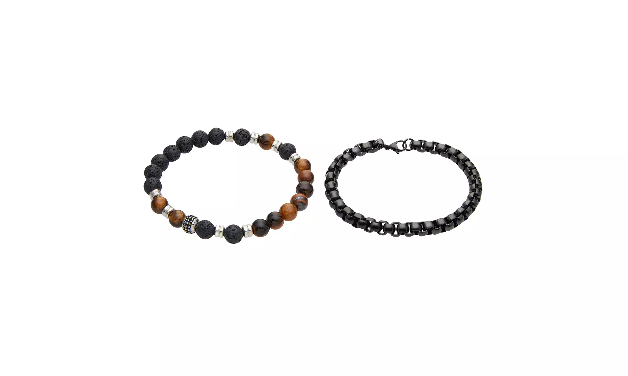American Exchange Men's 2 Piece Precious Stone & Alloy Multi Beads Bracelet Set - Primary Image