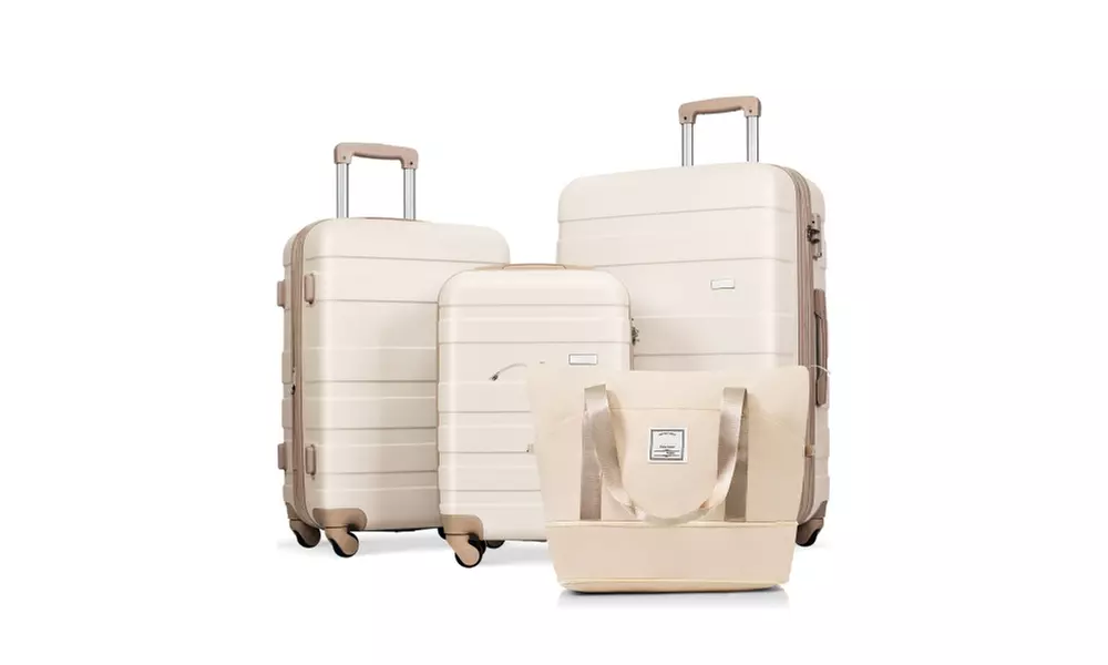 Four-Piece Expandable ABS Luggage Set with Durable Suitcases and Travel Bag
