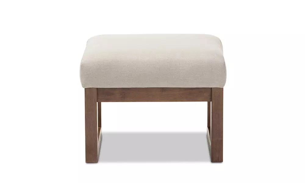 Yashiya Grey Fabric Ottoman Stool - Primary Image