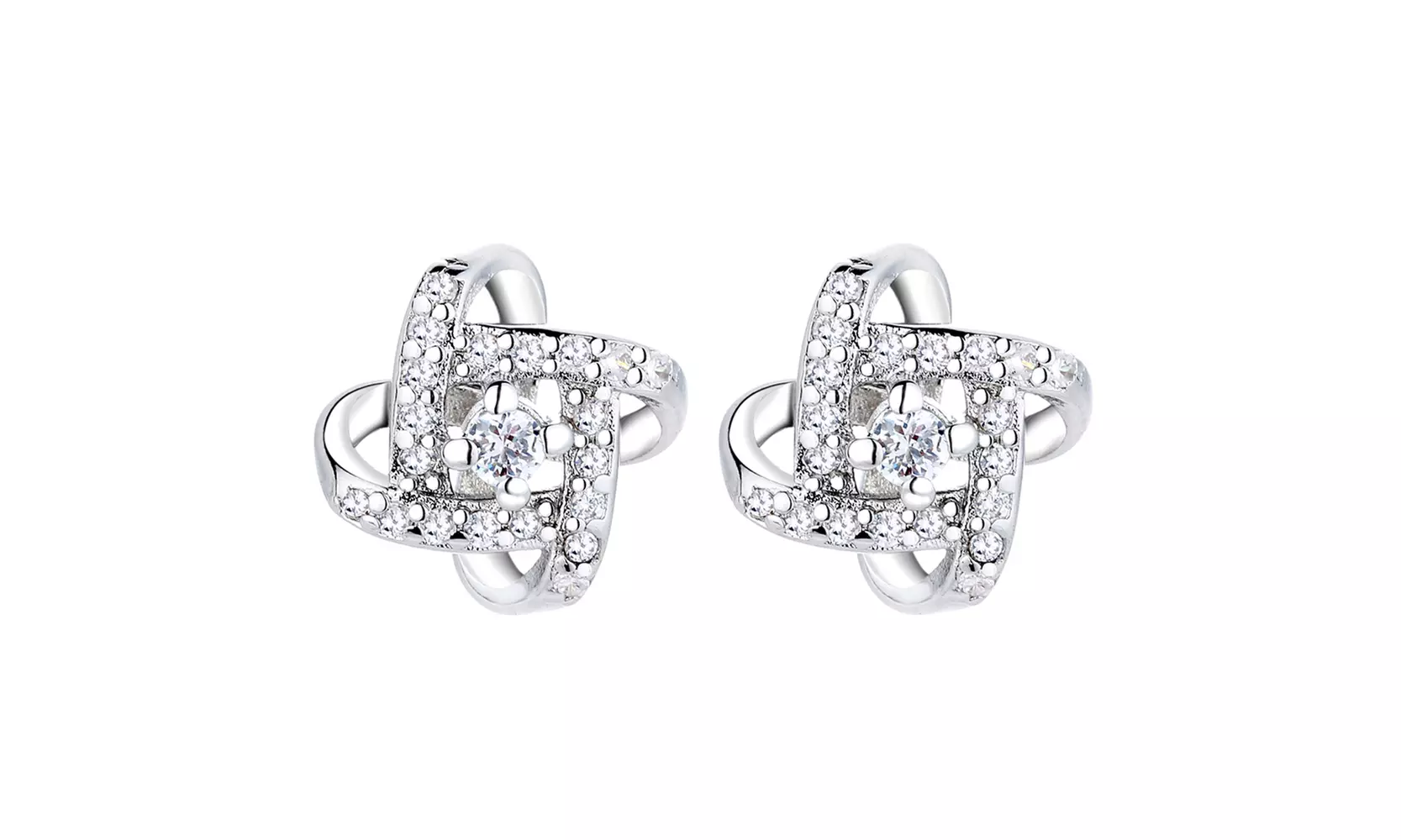Sterling Silver Love Knot Earrings with crystals from Swarovski