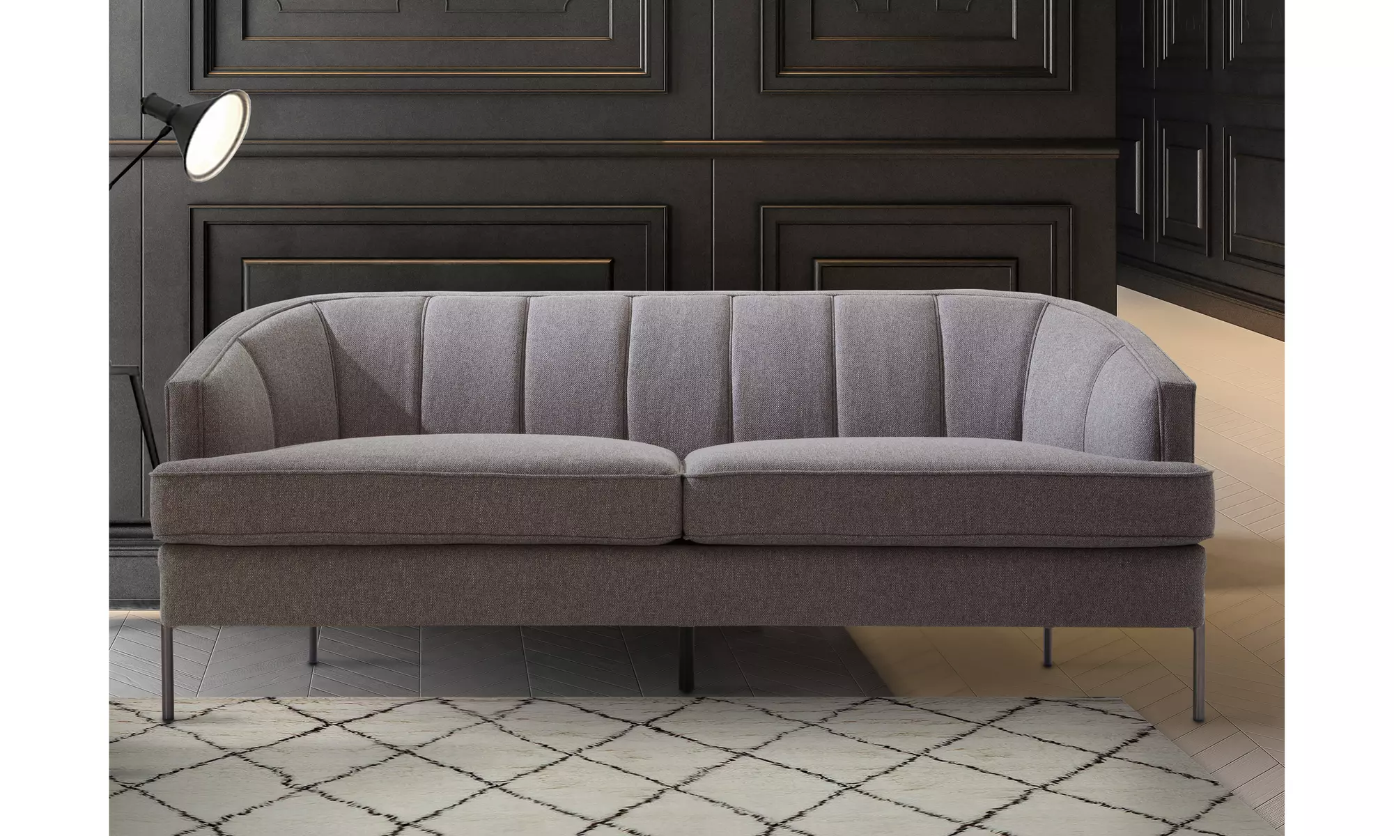 Ditmars Sofa Barrel Back 2 T-Shaped Seat Cushion Design Linen-Textured  - Primary Image