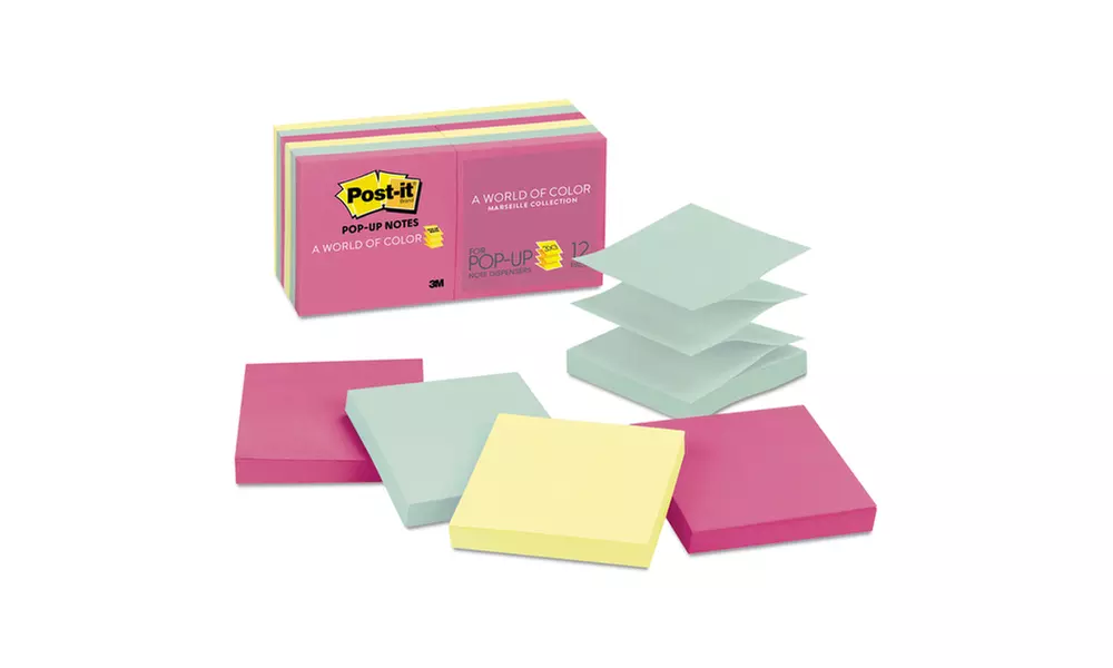 Post-it Pop-up Notes Pop-up Refill, 3 x 3, Marseille, 12 Pack - Primary Image