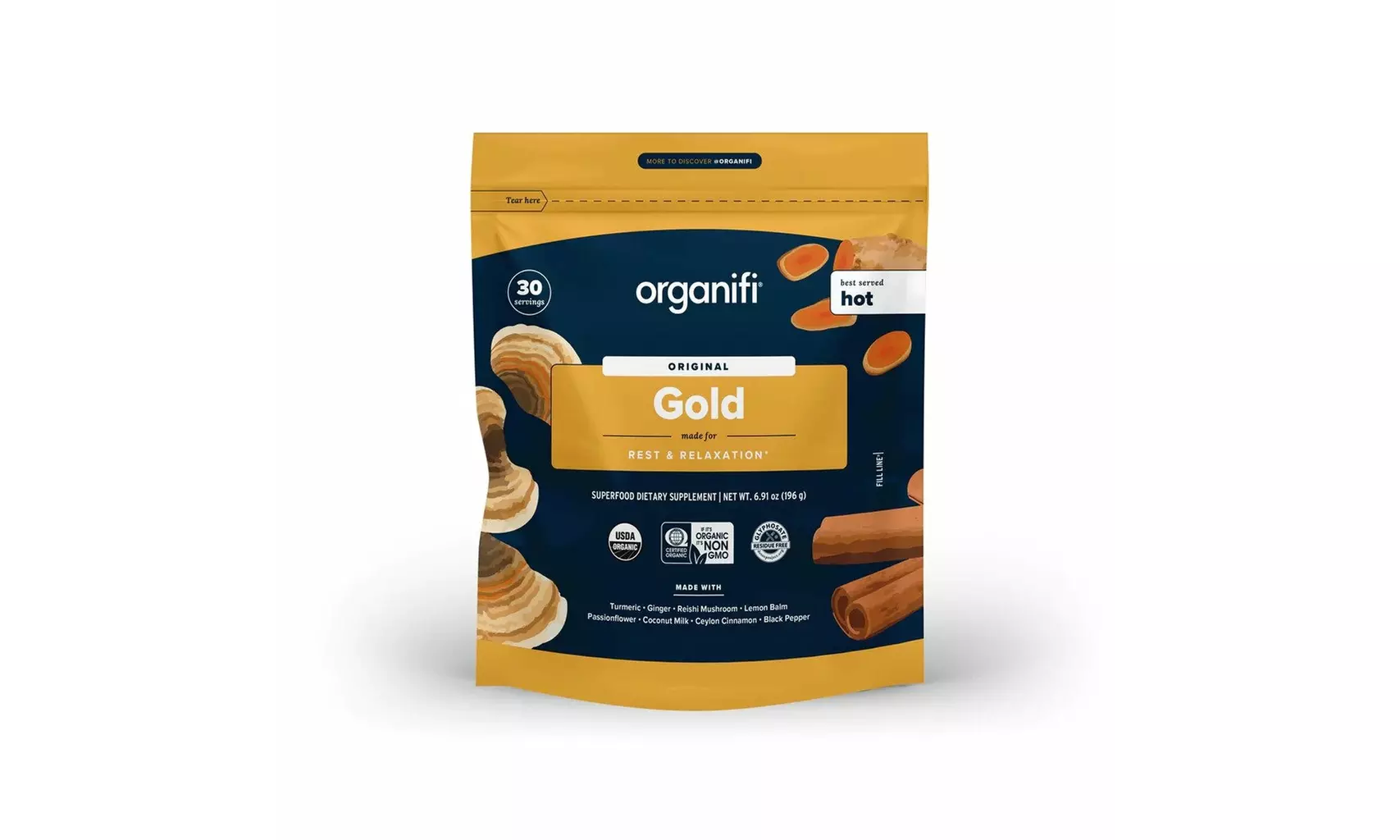 Organifi Turmeric and Reishi Infused Golden Milk Superfood Powder - Primary Image