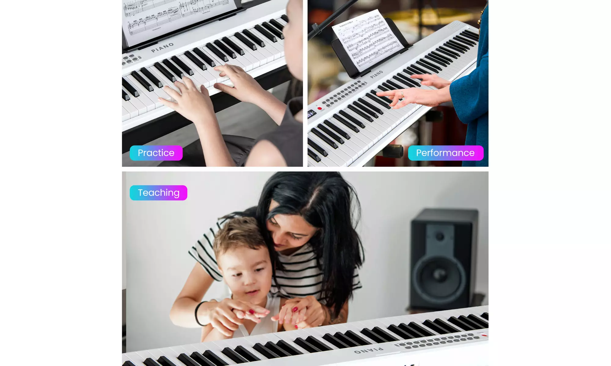 Costway 88 Key Folding Piano Keyboard with Wireless MIDI Dual Speakers