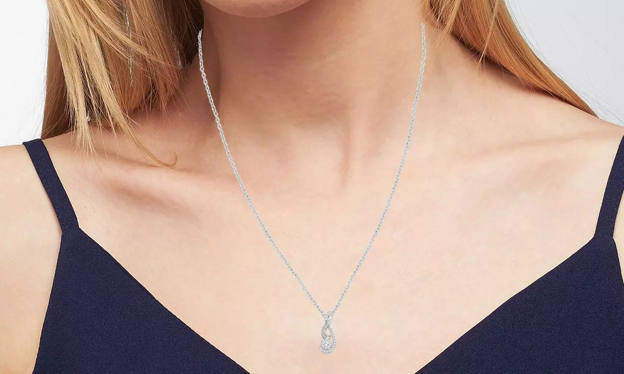 1/2 CTTW Round and Baguette Diamond Pendant in Sterling Silver by Brilliant Diam - Second Medium