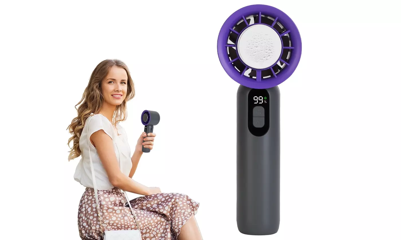 iMounTEK 100-Speed Handheld Turbo Fan with Ice Cooler and LCD Display