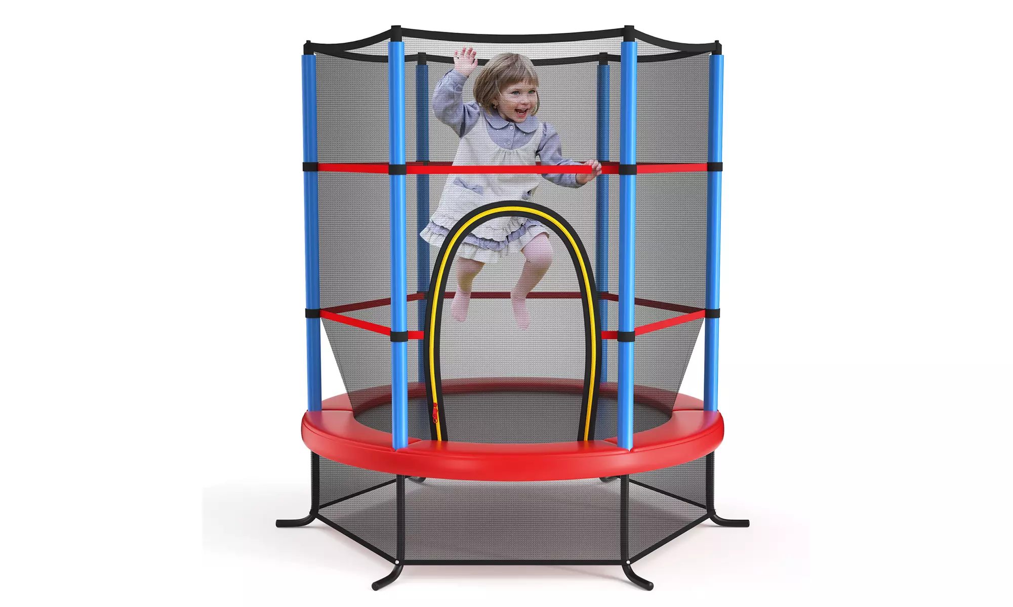 Youth Jumping Round Trampoline 55'' Exercise W/ Safety Pad Enclosure Combo Kids