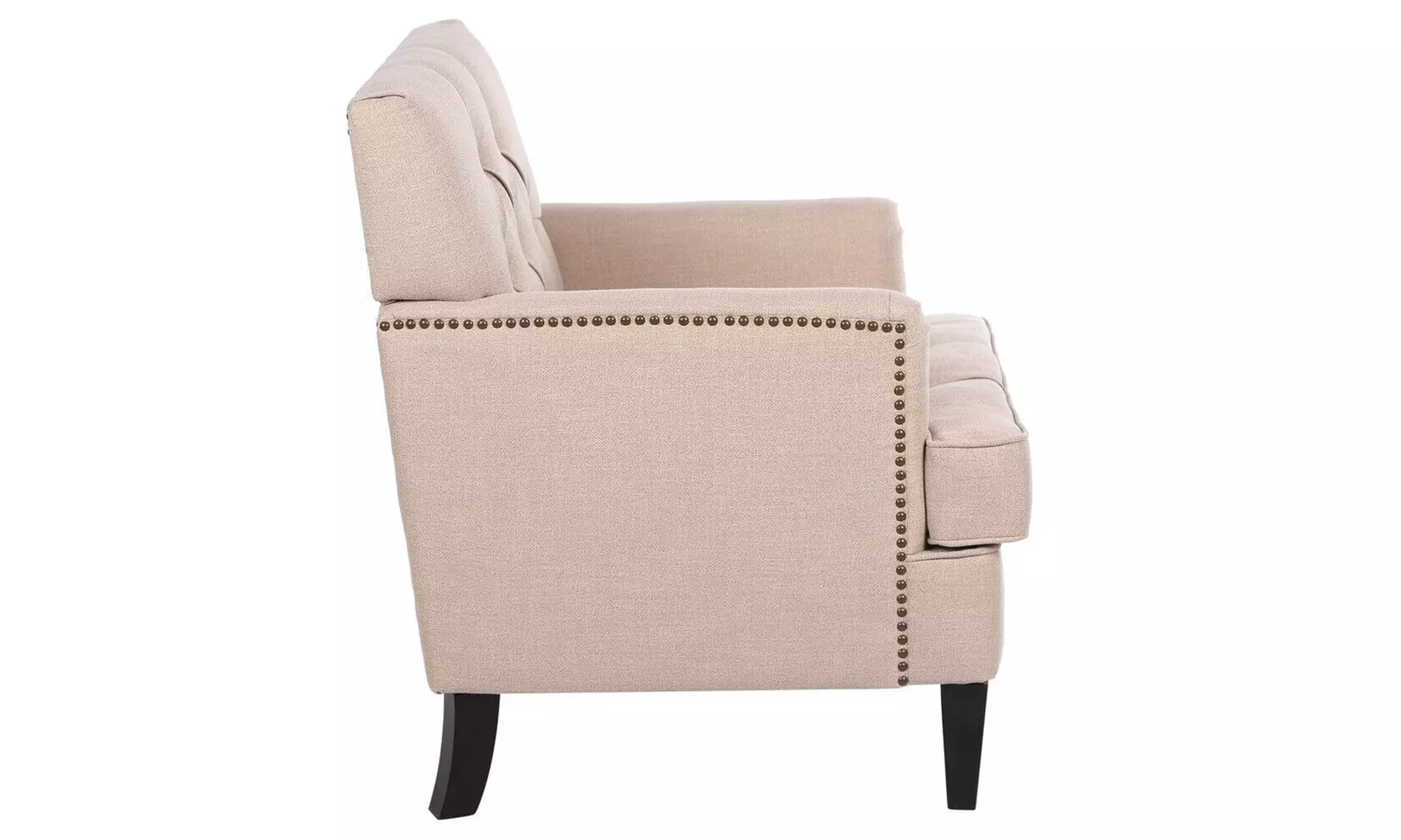 Classical Chaise Accent Chair Sofa Linen Fabric Upholstered Living Room Beige - Primary Image