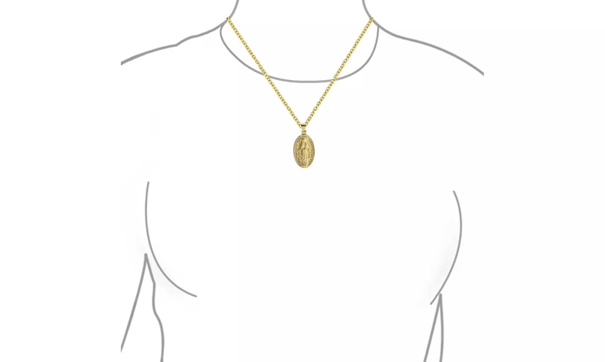 Our Lady of Guadalupe Mexican Medallion Necklace Gold Plated - Second Medium