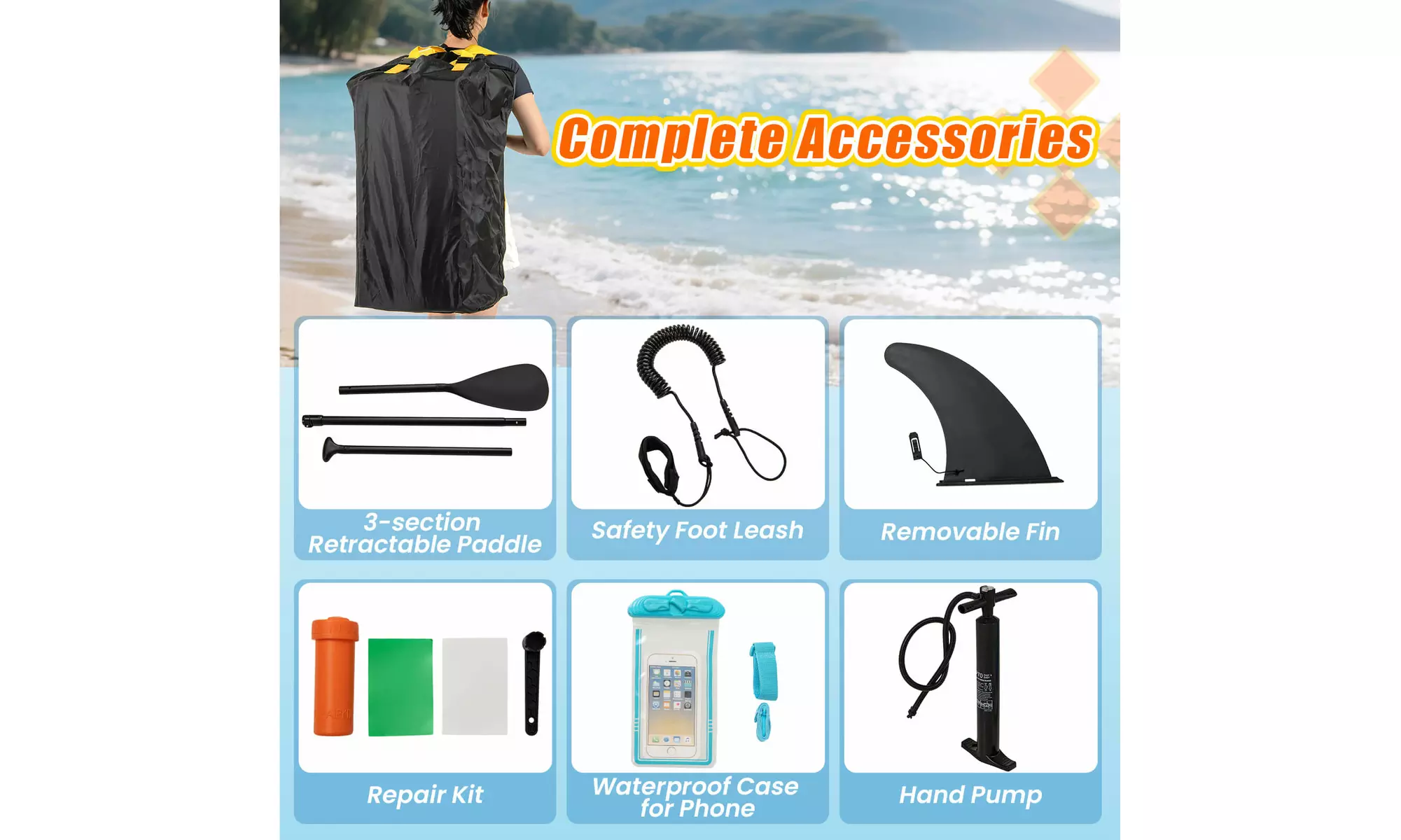 Goplus 11' Inflatable Stand Up Paddle Board whth Accessories Paddle Hand Pump
