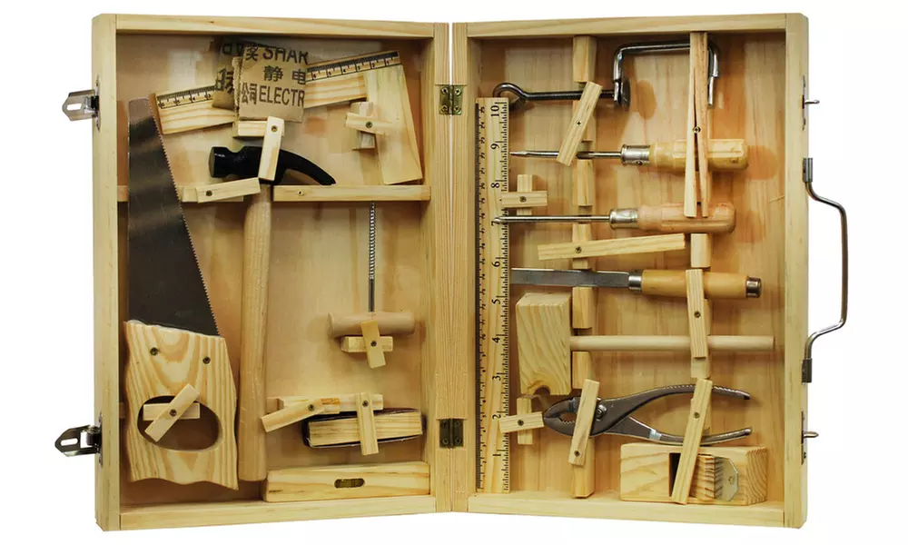 16Pc. Metal Tool Kit with Wood Box - Primary Image