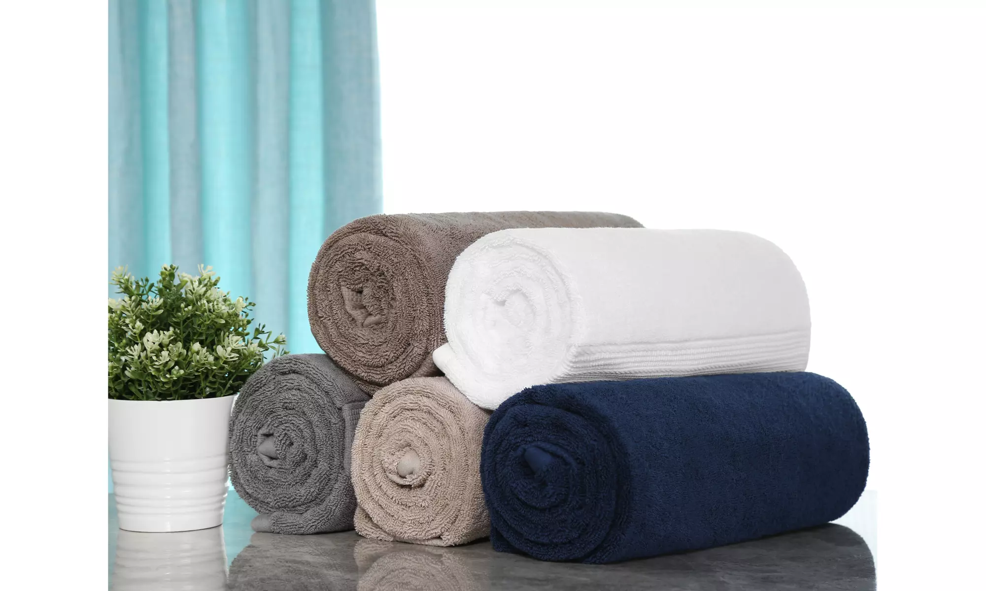 Pure Linen 100% Turkish Cotton Oversized Bath Towels (4 or 6-Pack) - Second Medium
