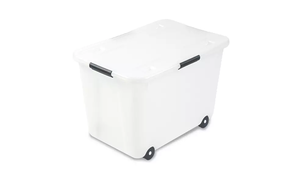 Advantus Rolling Storage Box, Letter/Legal, 15-Gallon Size, Clear - Primary Image