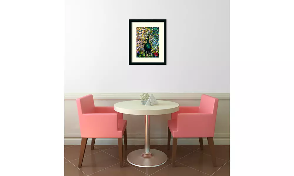 Tiffany Studios 'Fine Peacock' Framed Art Print 18x22-in - Second Medium