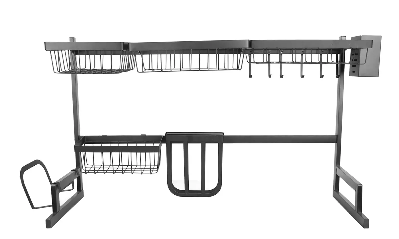 NewHome Over the Sink 2-Tier Dish Rack and Utensil Holder Organizer